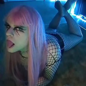 Goth Femboy Sissy Fucktoy in Fishnet SUBMISSIVE