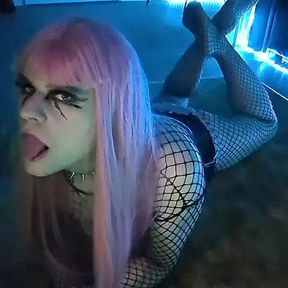 Goth Femboy Sissy Fucktoy in Fishnet SUBMISSIVE