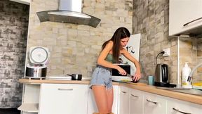 fitness girl in the kitchen