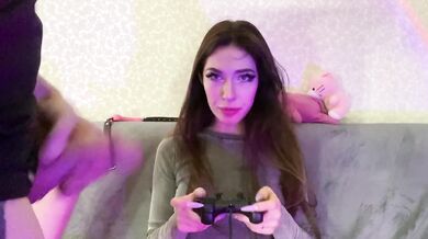 Pretty streamer blows huge cock gets cum pumped down her kawaii face