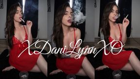 Smoking Wearing Red Lingerie Nightie