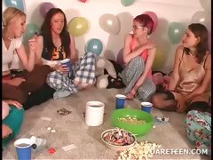 Party coeds get topless in a truth or dare game