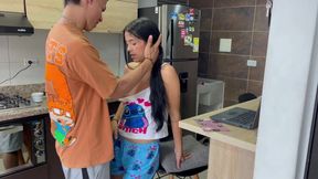 I give my young stepman a hard fuck while talking to her boyfriend