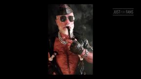 Stepdaddy Smokes His Big Pipe While Playing Nips
