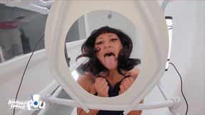 POV Bratty Latina Alt Girl in Swimsuit Pisses on Toilet Slave