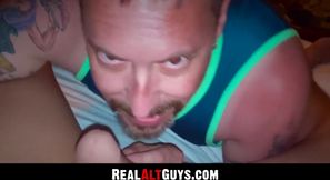 RealAltGuys.com - Bearded homo sucks fat hairy cock in an intense amateur POV video