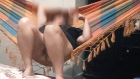 Sucking the Married Woman's Ass and Fucking Her Pussy While She Swings in the Hammock