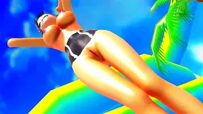 Hentai Beach Battle – Keijo Android Shows Off Super Butt Boobs in Exciting Fight Scene