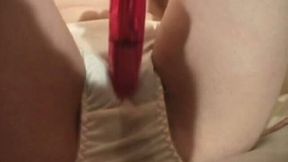 Lazy ugly Japanese brunette with puffy nipples is teased with sex toy