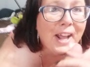 BBW sucks hard BHM cock!