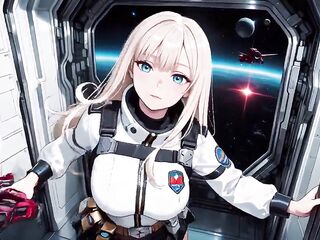Intimate Moments Inside the Futuristic Spaceship Where Her White Uniform Is Stretched to Perfection