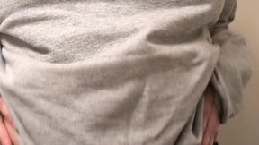 Brunette plays with perky tits