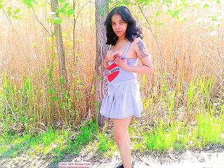 Glamorous MIDGET BLACK Exhibitionist Wife Outside Public Bike Trail MINI PETTICOAT Pov Up Petticoat