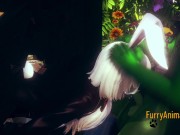 Furry Yaoi 3D - White Rabbit Blowjob to Dragon