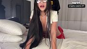 Fucking my glasses-wearing classmate and cumming all over her big tits