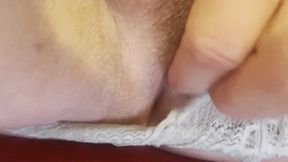 Pleasurable Jerking off in Fishnet Top and Green Panties