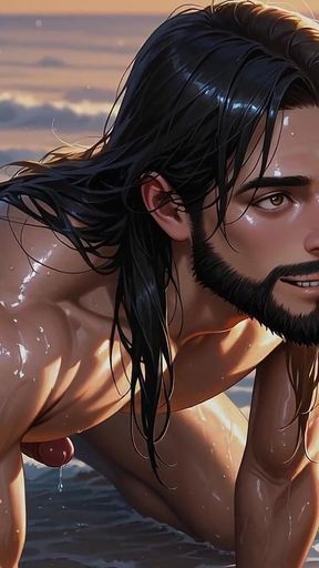Muscle Guys on Beach Ai Porn
