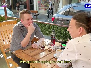 That babe gets screwed in a three-some to close the deal - Double Creampie