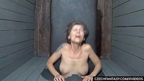 Slutty cougars squeeze in the glory hole for filthy cock&#x1F346; sucking escapades