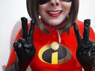 Cute Trans Elastic Doxy Giving a Oral-job to BBC and Eating Cum after Deepthroat wearing a S&M Nosehook