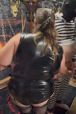 Part 2:- Lanista Bear &amp; Domina Satana Takes Well-hung in the Dungeon for the First Time.