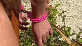 Stuck Naked Outdoors! Handcuffed Embarrassment for Lexi Holland - 4K MP4