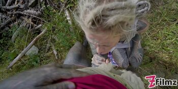 Tattooed Teen (18+)'s Sloppy Outdoor Deepthroat Blowjob