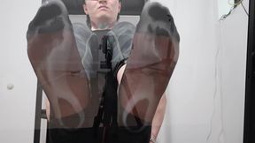 Smelly Steamy Nylon Sock Feet Showing with Foot Grime