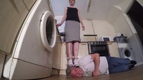 Stepping On His Head In Frilly Socks & Sexy Shoes FLOOR CAM (4K)