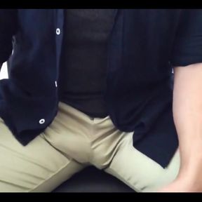 Edging - No Cum - Day 2. as You Can See, My Precum Is Increasing as I Move My Cock Through My Pants