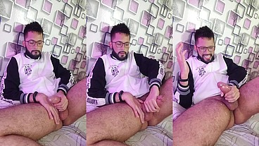 Massaging my cock with oil until I shoot a nice big load