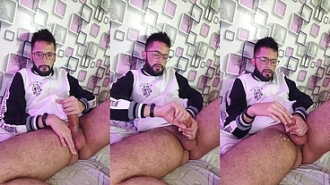 Massaging my cock with oil until I shoot a nice big load