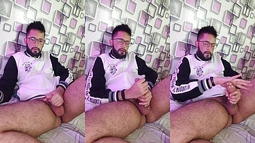 Massaging my cock with oil until I shoot a nice big load