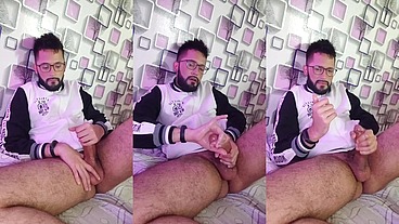 Massaging my cock with oil until I shoot a nice big load