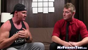 Young homo Jake Karhoff jacks off while foot worshiped
