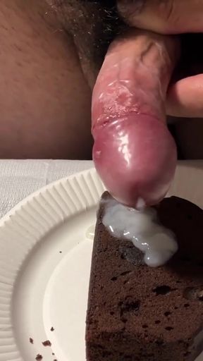 Memorable moment from "Ejaculate and eat delicious-looking chocolate brownies"