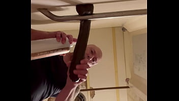 Adam Pitts in the shower rectaly fucking a 13 inch fat dildo!