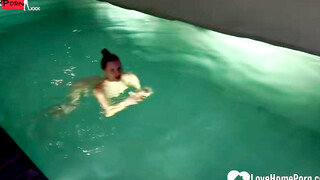 Hot Summer Nights - Blonde Babe Gets Fucked by Mysterious Hunk at Public Swimming Pool