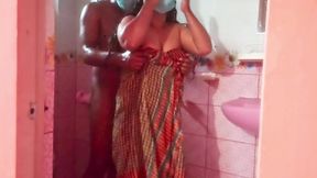A Bangladeshi-Bihari woman is engaging in romantic sex inside the bathroom while bathing.