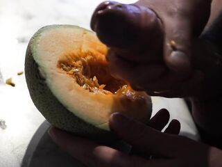 Obese big dick bangs wet melon until cum and creampie. Very sexy and pleasing night