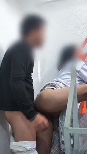 Risky Public Outdoor Sex, Hardcore Fucked Student Rider Fire Exit