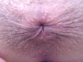 First time anal. Jelly dildo close up