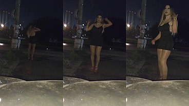 Las hermosas tetas de Giselle Estrada paseando en la noche