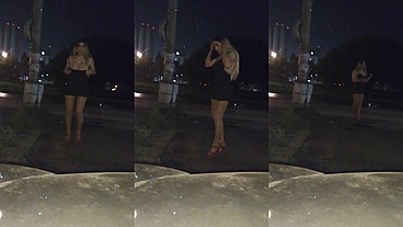 Las hermosas tetas de Giselle Estrada paseando en la noche