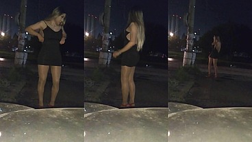 Las hermosas tetas de Giselle Estrada paseando en la noche