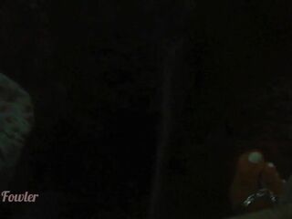 Hotty Peeing in darkness into tropical river after sunset - Gal Fowler