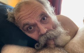 Moustache Grandpa Cocksucker Gives Glorious Suck Job