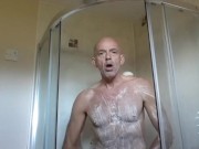 getting all soaped up in the shower