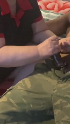 Gilf handjob BBC for cum load.   Clip 3