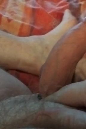 Dad Lies Down and Plays with His Small Cock He Likes to Play with It.